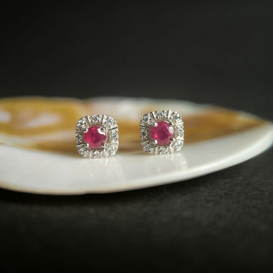 Срібні сережки з рубіном 1.045ct