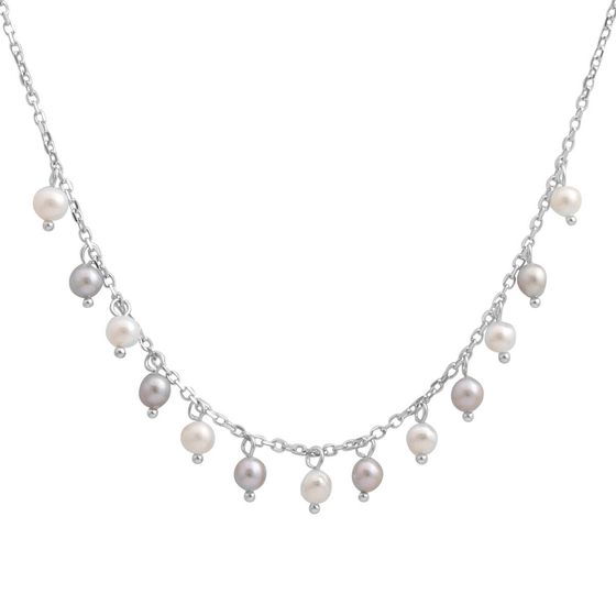 Silver necklace with pearls