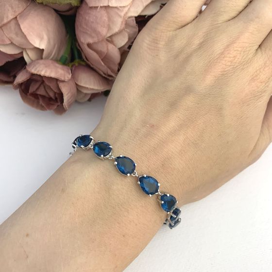 Серебряный браслет с топазом Лондон Блю 5.638ct