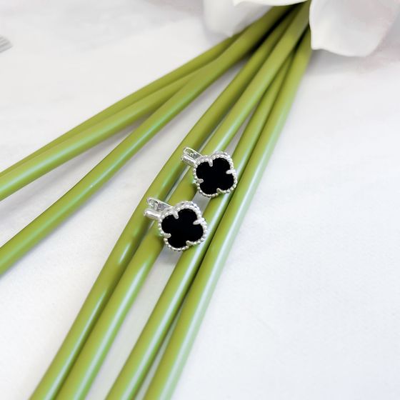 Silver earrings with onyx