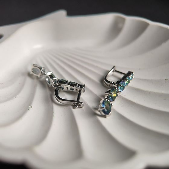 Серебряные серьги с мистик топазом 3.723ct