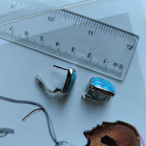 Срібні сережки з бірюзою