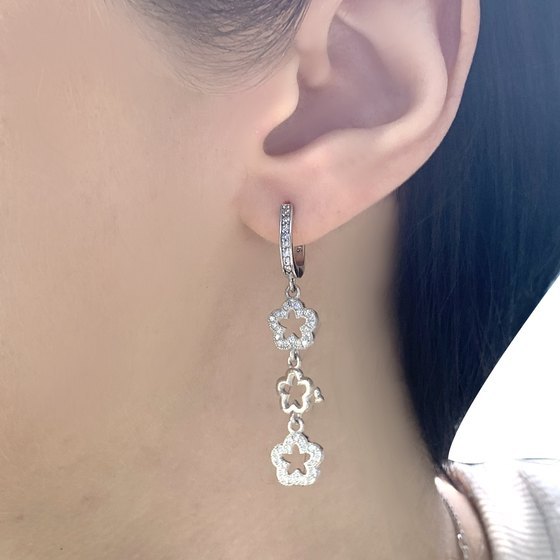 Срібні сережки з фіанітами