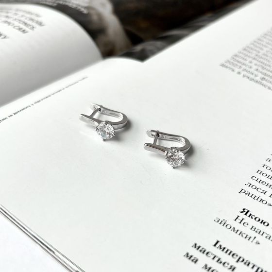 Срібні сережки з фіанітами