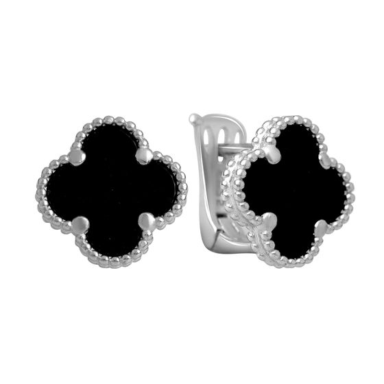 Срібні сережки з оніксом