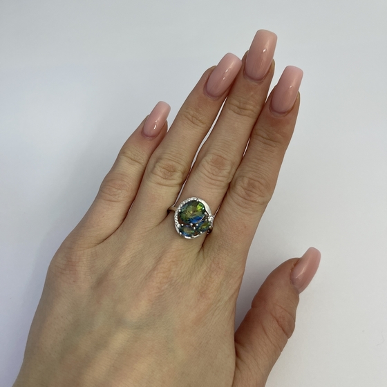 Серебряное кольцо с мистик топазом 2.535ct