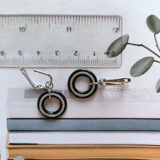 Срібні сережки з , керамікою