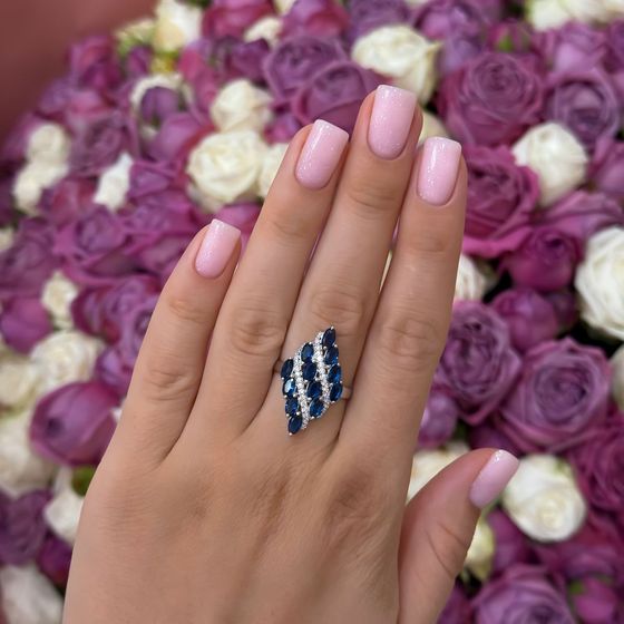 Silver ring with nano 2.435ct sapphire
