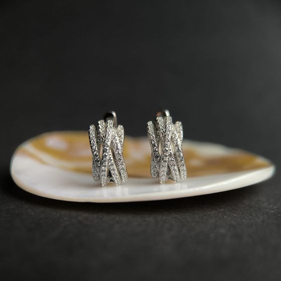 Срібні сережки з фіанітами