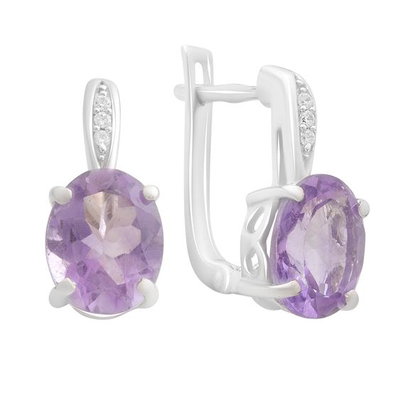 Silver earrings with amethyst