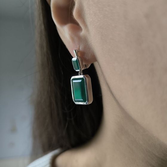 Срібні сережки з агатом 13,205 карата