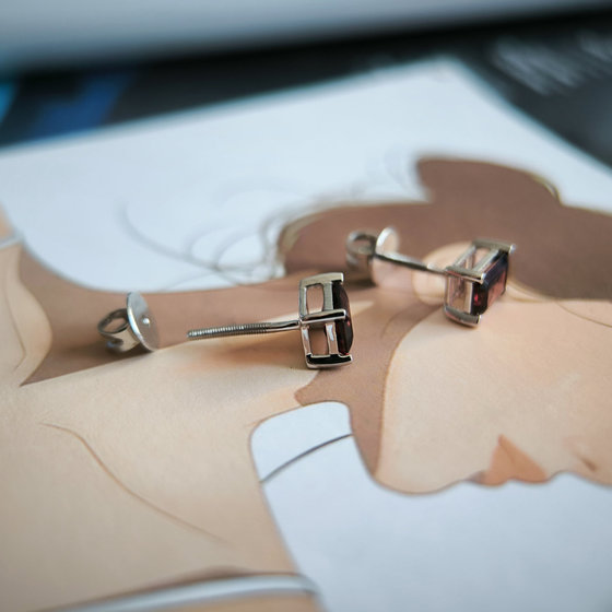 Срібні сережки з гранатом 2.444ct