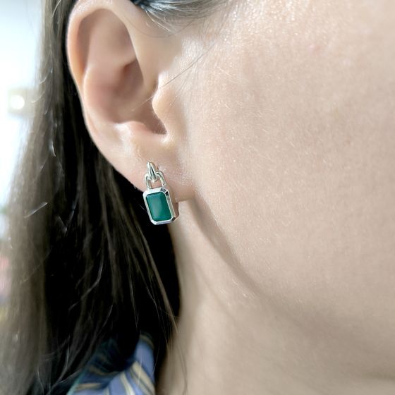 Серебряные серьги с агатом 2.938ct