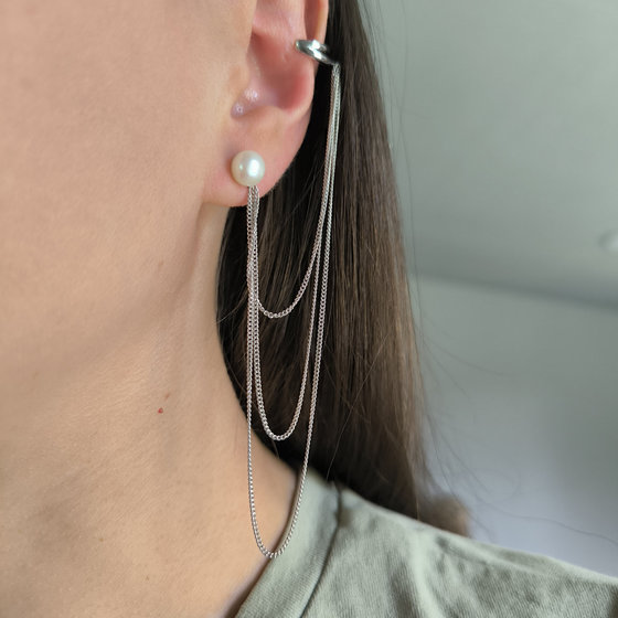 Silver Earrings with Pearls