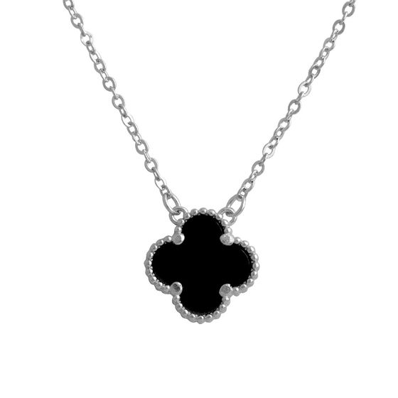 Silver necklace with onyx