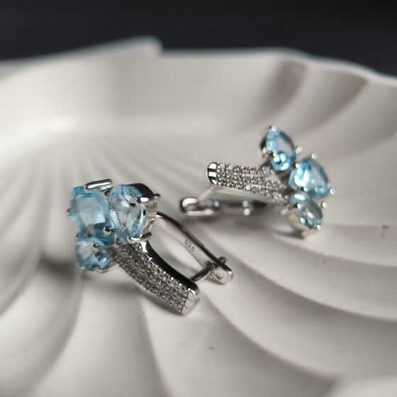Срібні сережки з топазом 8.333ct