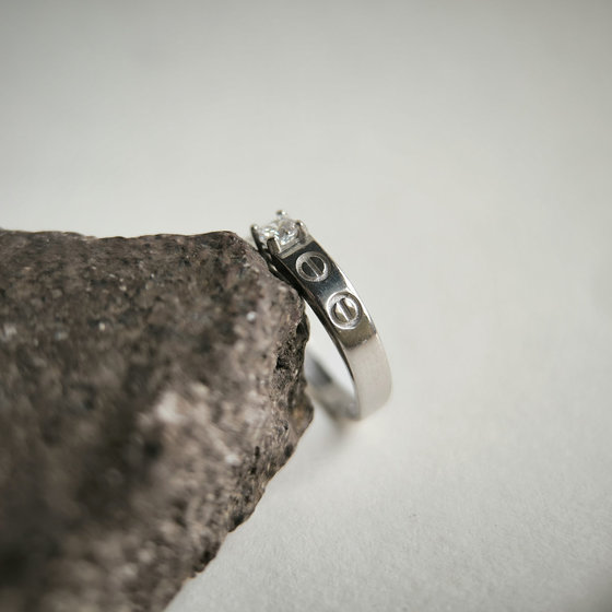 Silver ring with cubic zirconia