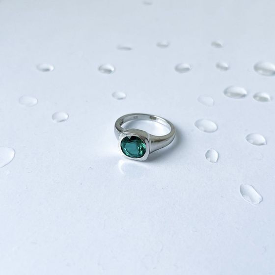 Silver ring with aquamarine nano 1.647ct
