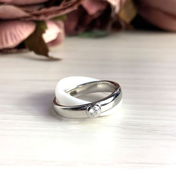 Silver ring with ceramics