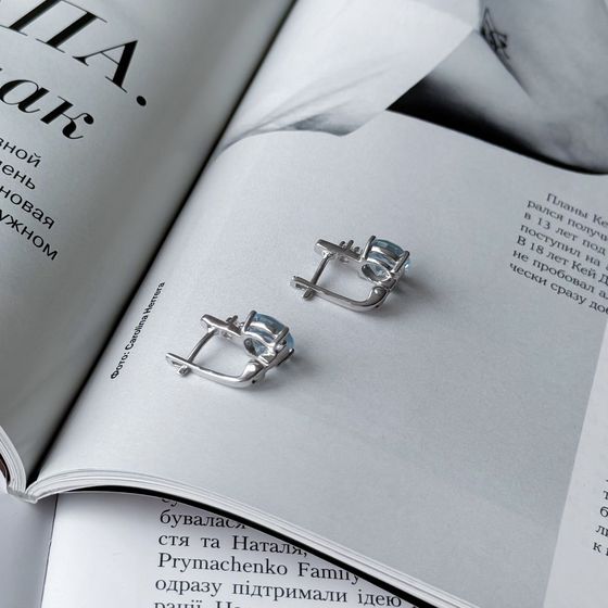 Серебряные серьги с топазом 4.924ct