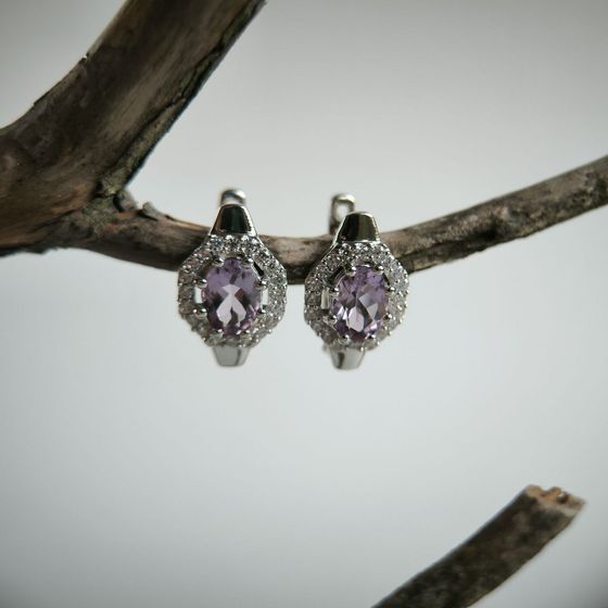 Silver earrings with amethyst 2.998ct