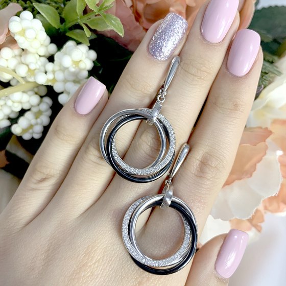 Срібні сережки з керамікою