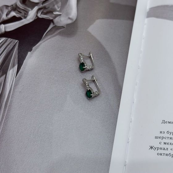 Срібні сережки з агатом 1,709 карата