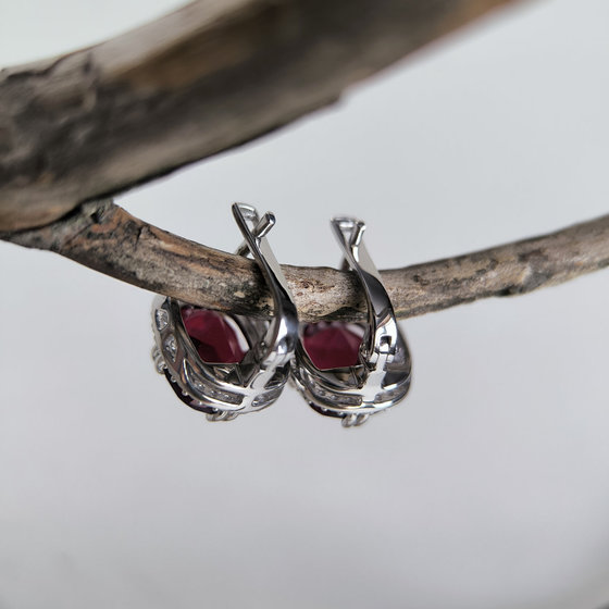 Срібні сережки з гранатом nano 9.39ct