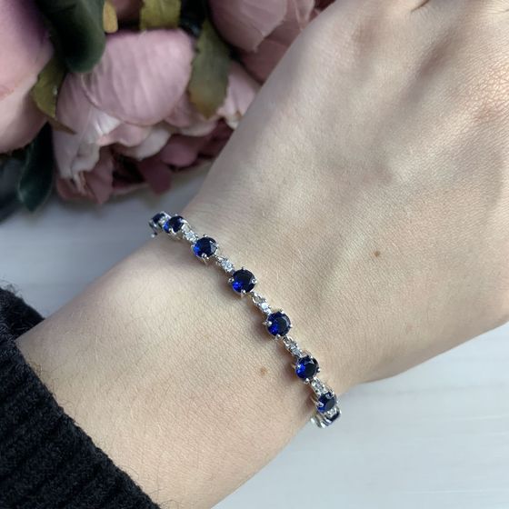 Серебряный браслет с сапфиром nano 6.43ct