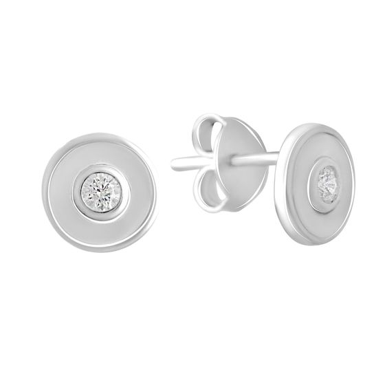 Silver earrings with mother-of-pearl, fianites