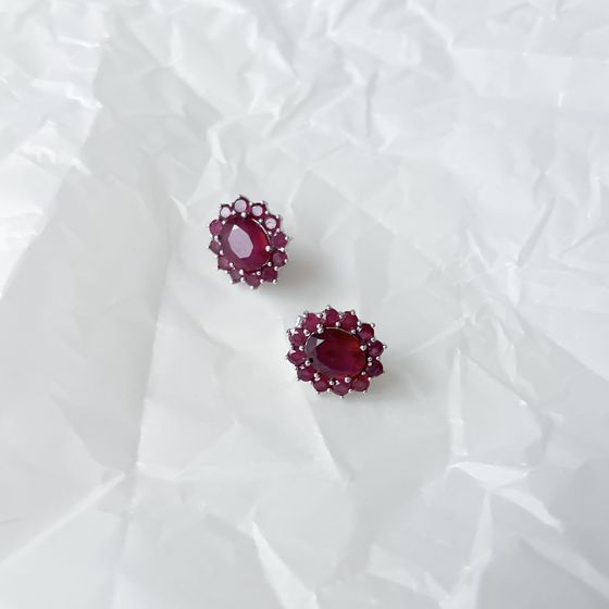 Серебряные серьги с рубином 5.388ct