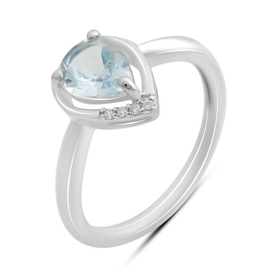 Серебряное кольцо с топазом 1.337ct, фианитами
