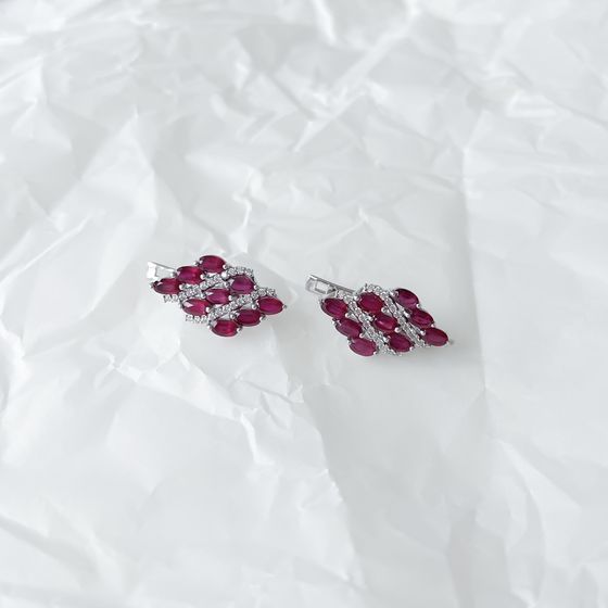 Срібні сережки з рубіном 7.101ct