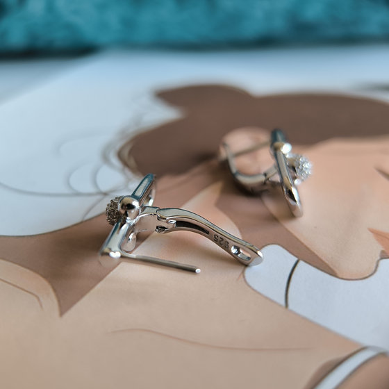 Silver earrings with Phianites