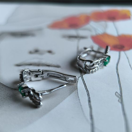 Срібні сережки з агатом 0.73ct