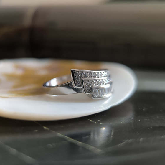 Silver ring with cubic zirconia