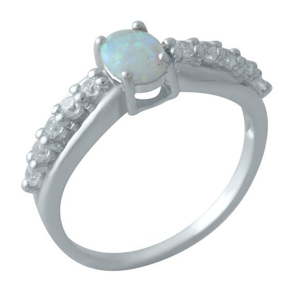 Silver ring with opal