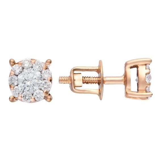 Золотые серьги с бриллиантом 0.4ct, бриллиантом 0.23ct