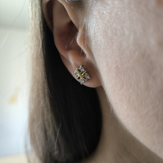Silver earrings with Phianites