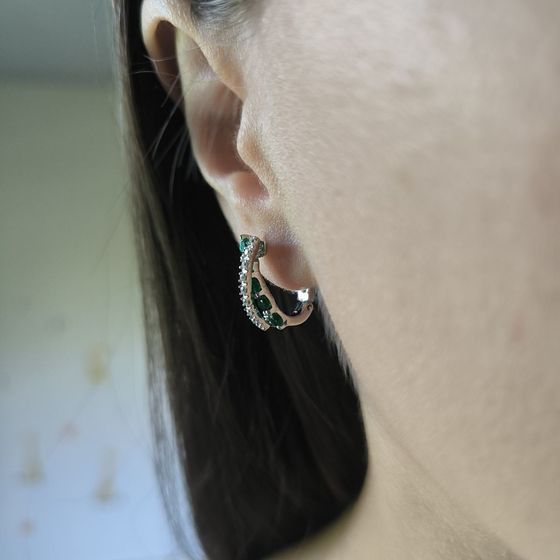 Срібні сережки зі смарагдом nano 1.152ct