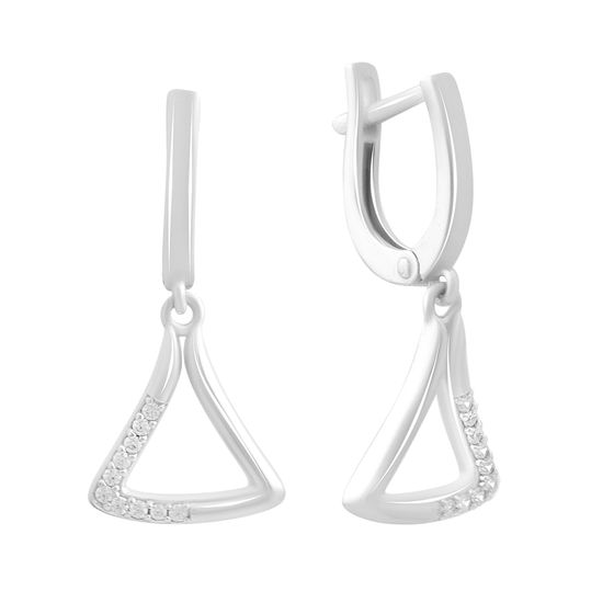 Срібні сережки з фіанітами 0.2ct