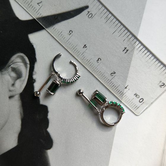Срібні сережки зі смарагдом nano 2,295 карата