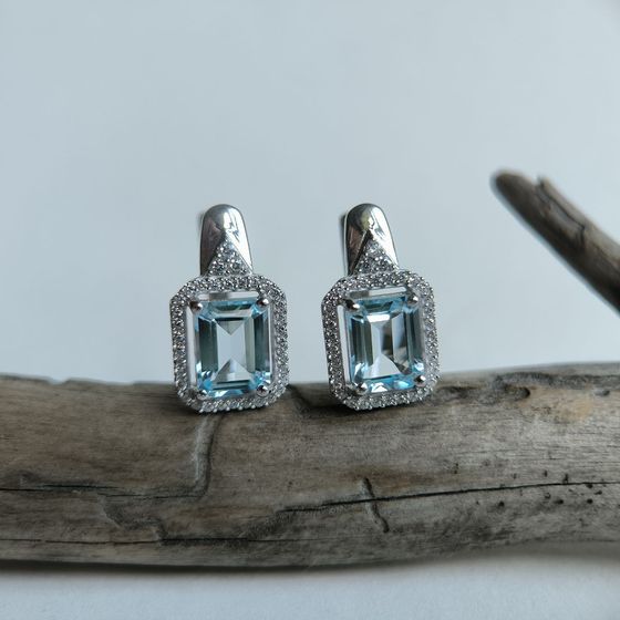 Серебряные серьги с топазом 6.572ct