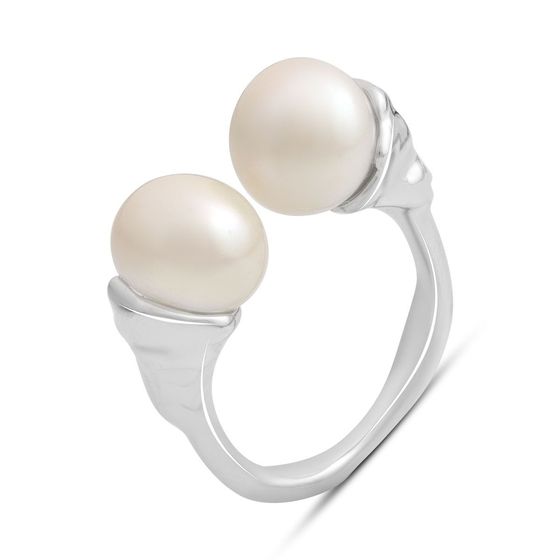 Silver ring with baroque pearls
