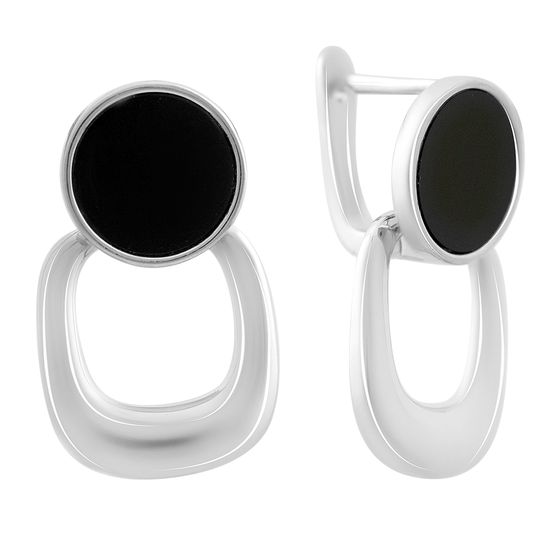 Срібні сережки з оніксом