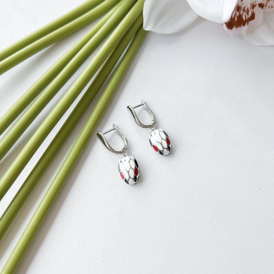 Срібні сережки з емаллю