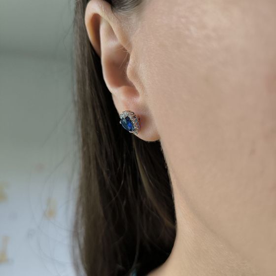 Срібні сережки з сапфіром nano 1.698ct