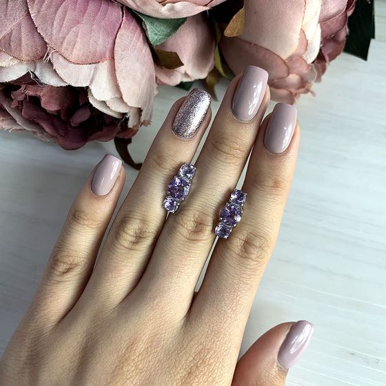 Срібні сережки з аметистом 4,292 карата