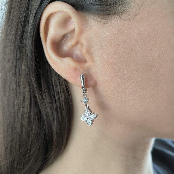 Silver earrings with cubic zirconia