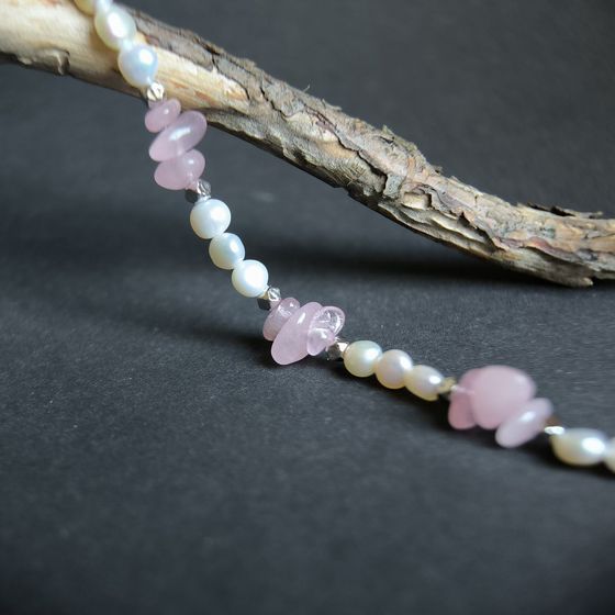 Срібний браслет із кварцом, перлами бароковими